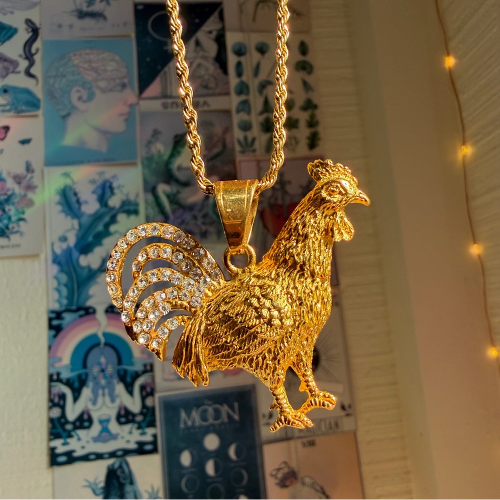 14k Gold Rooster Pendant Necklace - NWOT